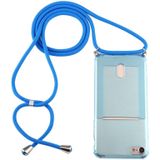 For iPhone 8 / 7 Transparent TPU Protective Case with Lanyard & Card Slot(Blue)