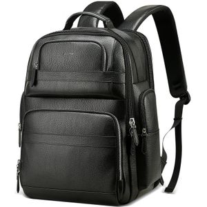 Bopai 851-01981A Top-grain Leather Business Travel Anti-theft Man Backpack  Size: 35x26x44cm