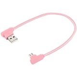 25cm USB to Micro USB Nylon Weave Style Double Elbow Charging Cable  For Samsung / Huawei / Xiaomi / Meizu / LG / HTC and Other Smartphones (Pink)