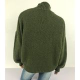 Fashion Thick Thread Turtleneck Knit Sweater (Color:Army Green Size:L)