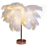 Creative Bedroom Feather Table Lamp Night Light Decorative Light (White)