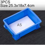 3 PCS Thick Multi-function Material Box Brand New Flat Plastic Parts Box Tool Box  Size: 25.3cm x 18cm x 7.4cm(Blue)