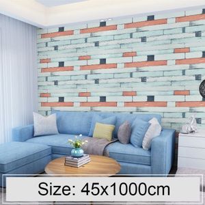 Wood Stone Creative 3D Stone Brick Decoration Wallpaper Stickers Bedroom Living Room Wall Waterproof Wallpaper Roll  Size: 45 x 1000cm