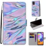 For Samsung Galaxy A31 Coloured Drawing Cross Texture Horizontal Flip PU Leather Case with Holder & Card Slots & Wallet & Lanyard(Fluorescent Water Pattern)