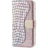 Voor Samsung Galaxy A14 5G Laser Glitter Poeder Krokodil Textuur Lederen Telefoon Case (Zilver)