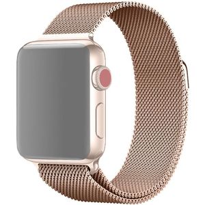 For Apple Watch Series 6 & SE & 5 & 4 44mm / 3 & 2 & 1 42mm Milanese Loop Magnetic Stainless Steel Watchband(Champagne Gold)