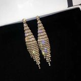 Super Flash Diamond Two-color Tassel Earrings for Women(Silver clip earings)