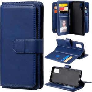 For Samsung Galaxy A41 Multifunctional Magnetic Copper Buckle Horizontal Flip Solid Color Leather Case with 10 Card Slots & Wallet & Holder & Photo Frame(Dark Blue)