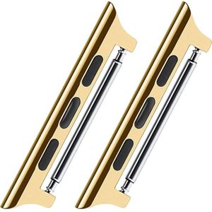 2 PCS Watchbands Stainless Steel Acoustic Ear Connector  Width: 20mm For Apple Watch Series 6 & SE & 5 & 4 44mm / 3 & 2 & 1 42mm(Gold)