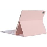 YT11B-A Detachable Candy Color Skin Texture Round Keycap Bluetooth Keyboard Leather Case with Touch Control & Pen Slot & Stand For iPad Pro 11 inch (2020) & (2018)(Pink)