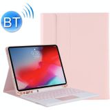 YT11B-A Detachable Candy Color Skin Texture Round Keycap Bluetooth Keyboard Leather Case with Touch Control & Pen Slot & Stand For iPad Pro 11 inch (2020) & (2018)(Pink)