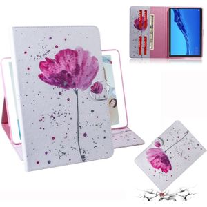 Purple Orchids Pattern Horizontal Flip Leather Case for Huawei MediaPad M5 Lite 10.1  with Holder & Card Slot & Wallet