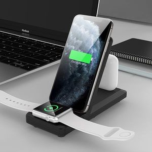 H6 3 in 1 Portable Folding Wireless Charger for iPhone + iWatch + AirPods(Black)