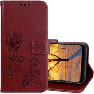 Rose Embossed Horizontal Flip PU Leather Case for Xiaomi Pocophone F1  with Holder & Card Slots & Wallet(Brown)