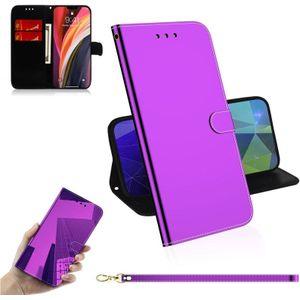 For iPhone 12 Pro Max Imitated Mirror Surface Horizontal Flip Leather Case with Holder & Card Slots & Wallet & Lanyard(Purple)