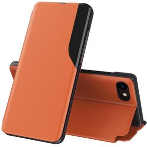 Side Display Magnetic Shockproof Horizontal Flip Leather Case with Holder For iPhone 6 Plus / 7 Plus / 8 Plus(Orange)