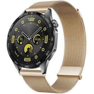 Voor Huawei Watch GT 4 46 mm Milan Daul magnetische stalen mesh horlogeband (rosé goud)