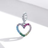 S925 Sterling Silver Rainbow Heart Pendant DIY Bracelet Necklace Accessories