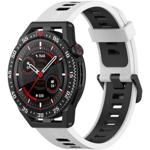 Voor Garmin Forerunner 255 Music 22 mm verticale tweekleurige siliconen horlogeband (wit + zwart)