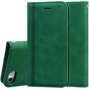 For iPhone SE 2020 & 8 & 7 Frosted Business Magnetic Horizontal Flip PU Leather Case with Holder & Card Slot & Lanyard(Green)