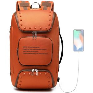 Ozuko 9248 Fashion Rivet Business Laptop Backpack Student Sports School Bag with External USB Port(Orange)