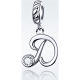 S925 Sterling Silver 26 English Letter Pendant DIY Bracelet Necklace Accessories  Style:D