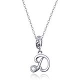 S925 Sterling Silver 26 English Letter Pendant DIY Bracelet Necklace Accessories  Style:D