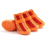 4 PCS / Set Breathable Non-slip Wear-resistant Dog Shoes Pet Supplies  Size: 3.3x4cm(Red Orange)