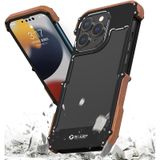 R-JUST Ironwood Man Shockproof Metal + Wood Bumper Protective Case For iPhone 13 Pro Max