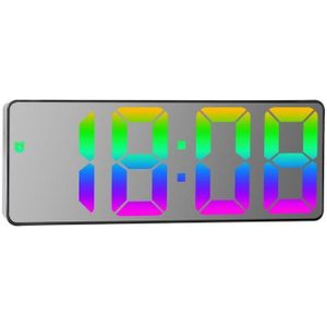 Kleurrijke lettertypen LED elektronische wekker Grote schermklok (0725 Black Shell Mirror Surface C Type)