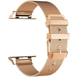 For Apple Watch Series 6 & SE & 5 & 4 44mm / 3 & 2 & 1 42mm Milanese Stainless Steel Double Buckle Watchband (Rose Gold)