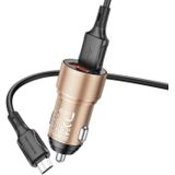 BOROFONE BZ19B Wisdom QC3.0 dubbele USB-poorten snel opladen autolader met USB naar micro-USB-kabel