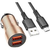 BOROFONE BZ19B Wisdom QC3.0 dubbele USB-poorten snel opladen autolader met USB naar micro-USB-kabel