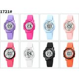 SKMEI 1721 Triplicate Round Dial LED Digital Display Luminous Silicone Strap Electronic Watch(Rose Red)