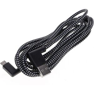 2m 2A USB to Micro USB Weave Style Double Elbow Data Sync Charging Cable  For Samsung / Huawei / Xiaomi / Meizu / LG / HTC (Black)