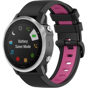 For Garmin Fenix 5 Plus 22mm Silicone Sports Two-Color Watch Band(Black+Pink)