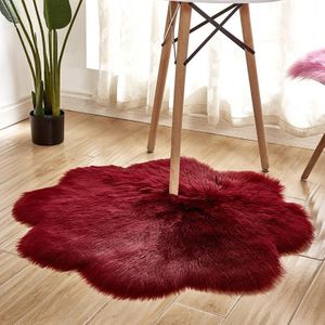 Diameter 90CM Home Furnishing Imitation Wool Carpet Bedroom Living Room Floor Mat Bay Window Cushion Office Chair Cushion Sofa Cushion(Red Wine)