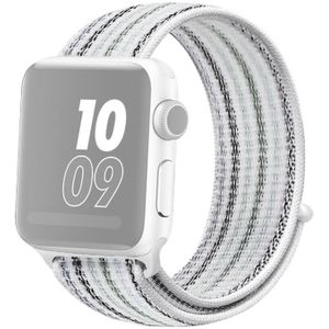 For Apple Watch Series 6 & SE & 5 & 4 44mm / 3 & 2 & 1 42mm Nylon Loop Watchband(White Pinstripe)