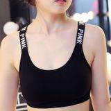 Yoga Brassiere Fitness Sports Tank Top Women Padded Sport Bra (One Size)(Black)
