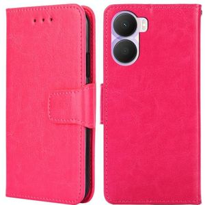 Voor Honor Play 40 Plus Crystal Texture horizontale flip lederen telefoonhoes (roze rood)