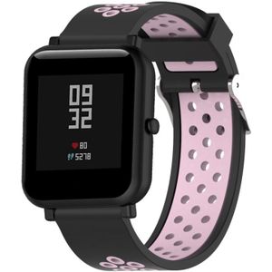 Double Colour Silicone Sport Wrist Strap for Xiaomi Huami Amazfit Bip Lite Version 20mm(Black Pink)