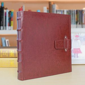 5R 7 inch 200 vel PU lederen fotoalbum Interstitial Fotoalbum Briefkaart Storage (Jujube Red)