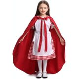 Roodkapje Ouder-kind Sprookje Drama Prestatiekostuum Roodkapje-jurk Kleine meid Twee jurk Halloween-kostuum (kleur: cape + meid Maat: S)