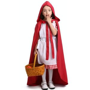 Roodkapje Ouder-kind Sprookje Drama Prestatiekostuum Roodkapje-jurk Kleine meid Twee jurk Halloween-kostuum (kleur: cape + meid Maat: S)