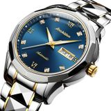 JIN SHI DUN 8813 Fashion Waterproof Luminous Automatic Mechanical Watch  Style:Men(Silver Gold Blue)