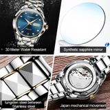 JIN SHI DUN 8813 Fashion Waterproof Luminous Automatic Mechanical Watch  Style:Men(Silver Gold Blue)