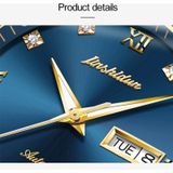 JIN SHI DUN 8813 Fashion Waterproof Luminous Automatic Mechanical Watch  Style:Men(Silver Gold Blue)