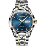 JIN SHI DUN 8813 Fashion Waterproof Luminous Automatic Mechanical Watch  Style:Men(Silver Gold Blue)