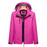 Ladys Outdoor Sports Single Layer Stormsuit Wear Resistant Breathable Waterproof Windproof Couple Mountaineering Suit (Color:Rose Red Size:XXXL)