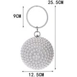 Ball Shape Women Fashion Banquet Party Pearl Handbag(Silver)